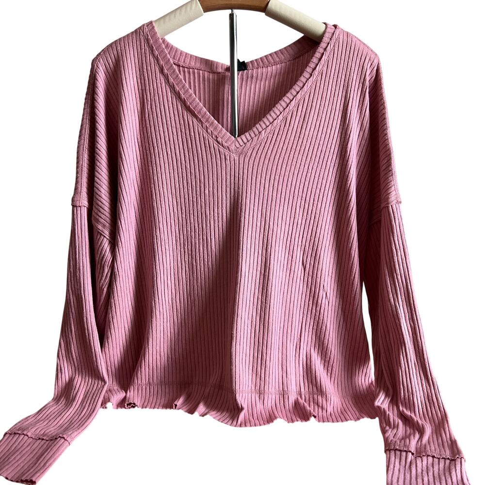 Wild Fable Women's Mauve Long Sleeve Ribbed Cozy Shirt - Size Medium - NWT